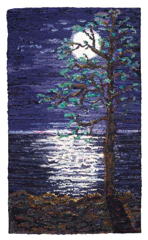 Into the Mystic | rughookingmagazine.com Deanne Fitzpatrick Rug Hooking, Coastal Images, Rug Punching, Water Inspiration, Rug Hooking Patterns Primitive, Hooking Rugs, Woody Guthrie, Diy Rugs, Hook Rugs