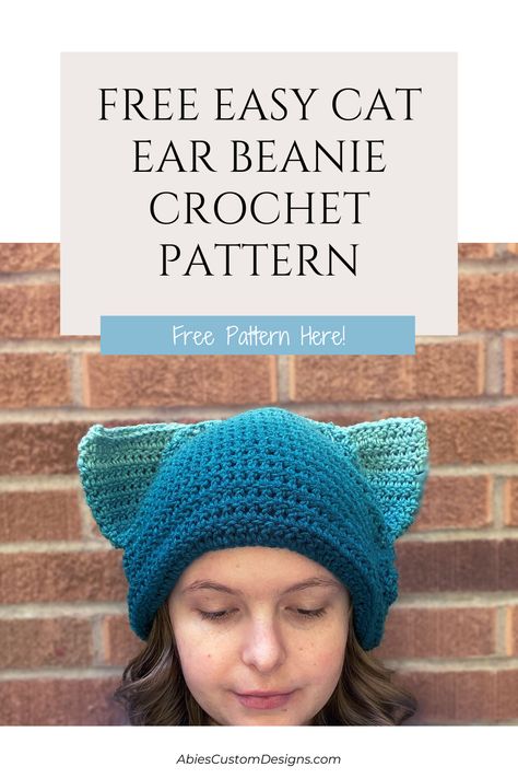 Crochet Cat Ear Hat Free Pattern, Cat Ear Beanie Crochet Pattern Free, Crochet Cat Beanie Free Pattern, Cat Ear Beanie Crochet Pattern, Cat Ear Hat Crochet, Cat Ear Hat Crochet Pattern, Free Crochet Hat Patterns, Crochet Cat Ear Beanie, Crochet Beanie Pattern Free