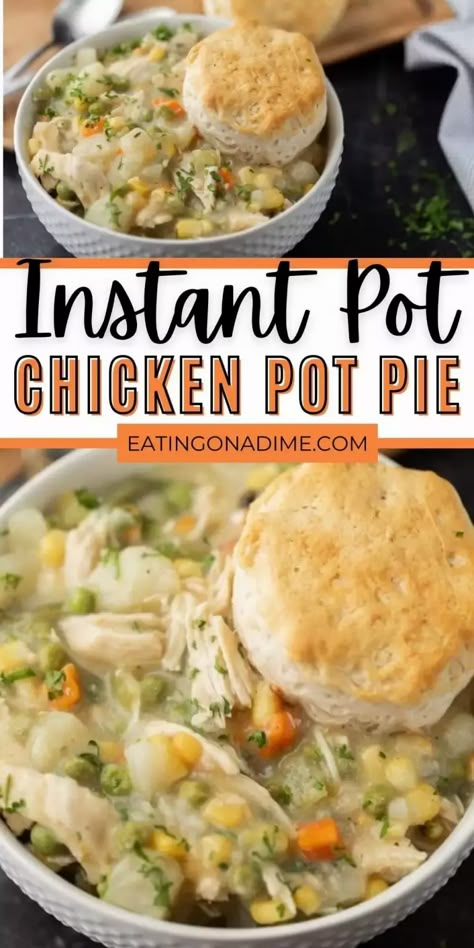 Instant Pot Chicken Pot Pie Recipe (and VIDEO!) - Eating on a Dime Instant Pot Chicken Pot Pie, Chicken Pot Pie Casserole, Chicken Pot Pie Recipe, Instant Pot Pasta Recipe, Chicken Pot Pie Soup, Pot Pie Recipe, Easy Chicken Pot Pie, Pressure Cooker Chicken, Best Instant Pot Recipe