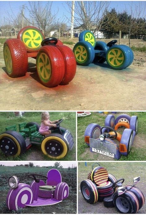 Tire Playground, Diy Kids Playground, Tire Craft, Reuse Old Tires, Tire Furniture, Tire Garden, Kids Backyard Playground, Tire Art, Diy Playground