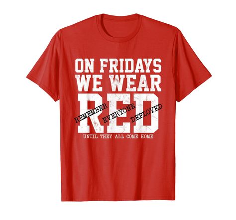 PRICES MAY VARY. Lightweight, Classic fit, Double-needle sleeve and bottom hem Red Shirts, Red Friday, American Military, Military Support, Wear Red, Wearing Red, Shirt Ideas, We Wear, Branded T Shirts