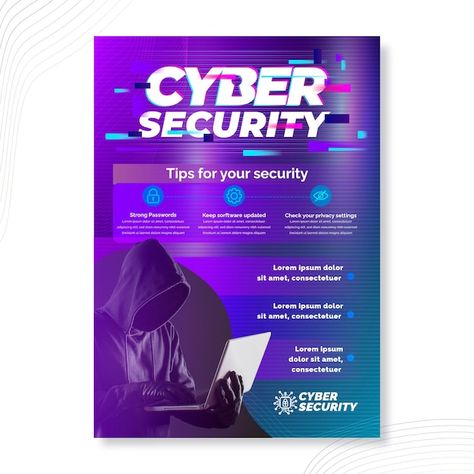 Free vector cyber security vertical flye... | Free Vector #Freepik #freevector #technology-flyer #technology-template #technology-innovation #technology Technology Template, Leaflet Design, Security Tips, Innovation Technology, Flyer Template, Flyer Design, Graphic Resources, Rap, Vector Free