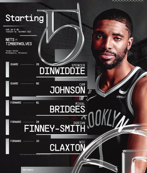 Basketball Starting Lineup Graphic, Starting Five Basketball Graphic, Player Of The Week Graphic, Sports Typography, Basketball Graphics, Football Graphics, Sports Design Ideas, Sport Graphic, Sport Branding