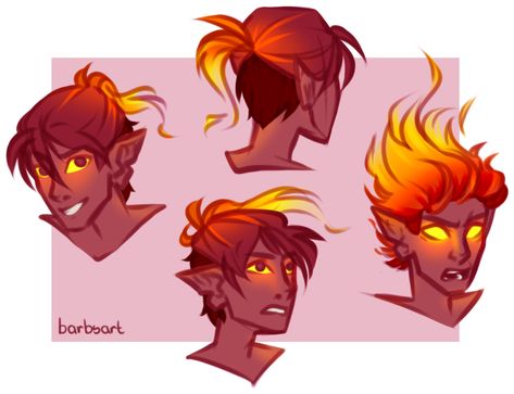 Genasi Dnd, Fire Genasi, Fire Magic, Fire Drawing, Fire Hair, Dungeons And Dragons Characters, Fantasy Inspiration, Character Design References, How To Draw Hair