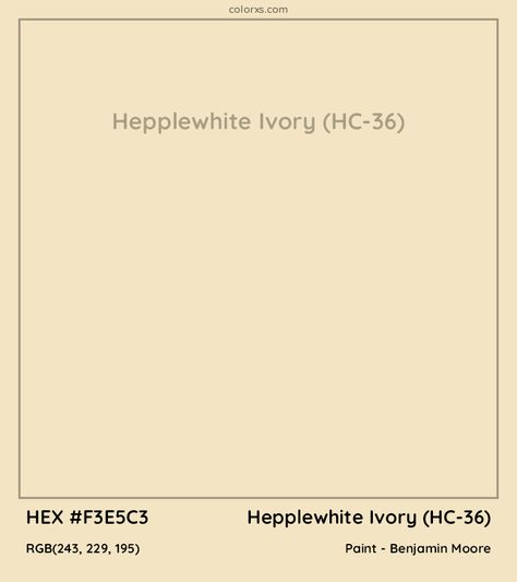 Benjamin Moore Hepplewhite Ivory, Hepplewhite Ivory Benjamin Moore, Ivory Paint Color, Historic Paint Colours, Benjamin Moore Kitchen, Munsell Color System, Paint Color Codes, Rgb Color Codes, Hexadecimal Color