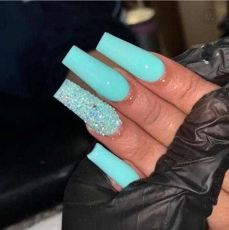 Turquoise Acrylic Nails, Teal Acrylic Nails, Turquoise Nail Designs, Nails Teal, Teal Nail Designs, Acrylic Nail Designs Coffin, Shiny Nails Designs, Ombre Acrylic, Teal Nails