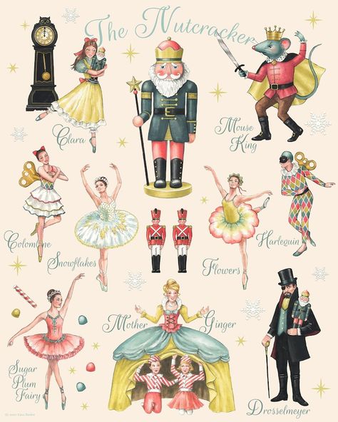 Nutcracker Ballet Christmas Print From Original Artwork With Mouse King, Sugar Plum Fairy for Holiday Hostess or Housewarming Gift - Etsy Nutcracker Mouse King, Nutcracker Christmas Decorations, Mouse King, Holiday Hostess Gifts, Creepy Christmas, Christmas Artwork, Dark Christmas, Peppermint Cookies, Sugar Plum Fairy