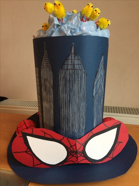 Spider-Man bonnet Boys Easter Bonnet, Boys Easter Hat, Easter Bonnet Ideas, Easter Bonnets For Boys, Easter Hat Parade, Toddler Birthday Cakes, Easter Bonnets, Crazy Hat, Car Hat