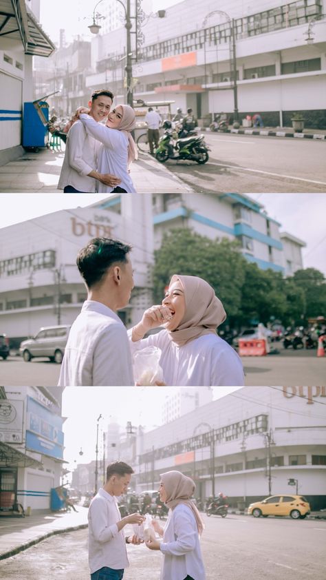 Ide Prewedding Outdoor, Prawedding Konsep Outdoor, Street Prewedding Photo Ideas, Konsep Prewedding Outdoor, Pose Prewedding Outdoor, Street Prewedding, Prewed Outdoor, Wedding Videography Videos, Casual Couple Photos