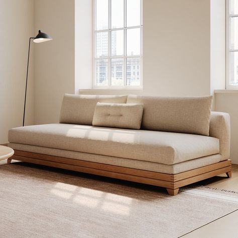 The Clifton Sofa prioritizes comfort and lounging while maintaining a sleek, minimalist composure with carefully placed exposed joinery. Minimal Sofa, Designs Wallpaper, Wooden Couch, Minimalist Furniture Design, Wooden Sofa Set Designs, Furniture Studio, Vincent Van Duysen, Minimalist Sofa, Wooden Sofa