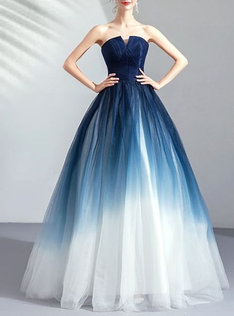 Formal Dresses Uk, Tulle Prom Dress Long, White Prom Dress Long, Ombre Prom Dresses, Cheap Prom Dresses Long, Strapless Evening Dress, 파티 드레스, Blue Evening Dresses, Beautiful Prom Dresses