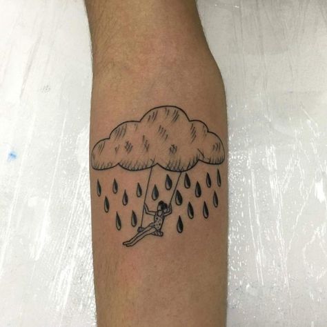 Rain Tattoos, Rain Cloud Tattoos, Japanese Cloud Tattoo, Cloud Tattoos, Swing Tattoo, Rain Tattoo, Umbrella Tattoo, Storm Tattoo, Vogel Tattoo