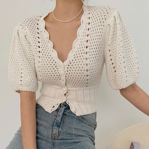 Crochet short sleeve top