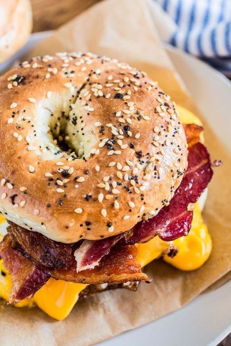 Bacon Egg And Cheese Bagel, Cheese Bagel Sandwich, Egg And Cheese Bagel, Bacon Egg And Cheese Sandwich, Bagel Sandwiches, Egg And Cheese Sandwich, Breakfast Sandwich Recipes, Bacon Egg And Cheese, Bagel Sandwich