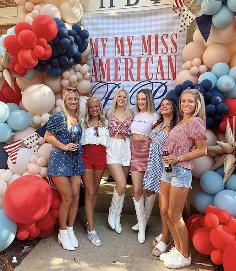 Spirit Week Themes, American Themed Outfit, Sorority Themes, Spring Recruitment, Olympic Party, Recruitment Outfits, Hotty Toddy, Sorority Bid Day, College Game Days