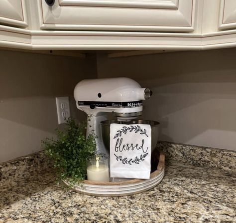 Ways To Decorate Kitchen Counter Tops, Stand Mixer Decoration, Kitchen Aid Decorations, Stand Mixer Counter Decor, Kitchen Aid Display Ideas, Kitchen Mixer Decor, Kitchenaid Mixer On Counter Decor, Stand Mixer On Countertop Decor, Kitchenaid Mixer On Counter