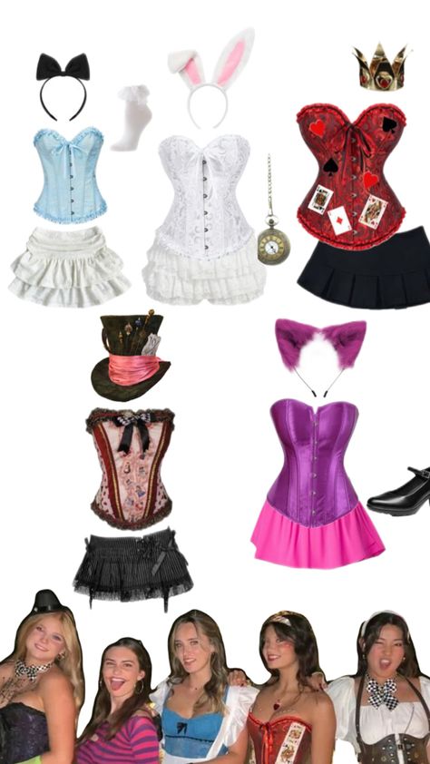 Wonderland Group Costume, Alice In Wonderland Group Costume, Strawberry Shortcake Halloween Costume, Alice In Wonderland Costumes, Alice In Wonderland Dress, Bff Halloween Costumes, Alice In Wonderland Costume, Pretty Halloween Costumes, Wonderland Costumes