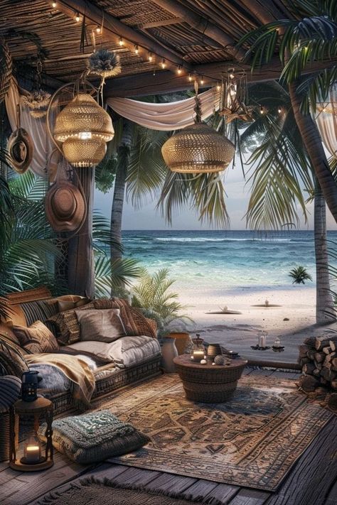 Jungle Beach House, Beachy Apartment Decor, Beachy Apartment, Jungle Beach, Boho Lifestyle, Beach House Interior, Coastal Retreat, Apartment Decor Inspiration, Survival Skills