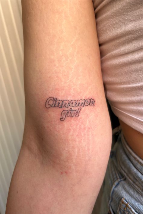 cinnamon girl lana del real ldi tattoo normal fucking Rockwell handpoked Cinnamon Girl Tattoo, Cinnamon Girl, Girl Tattoo, Girl Tattoos, Small Tattoos, Cinnamon, Tattoos, Grey, Tattoo Girls