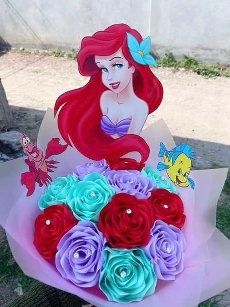 Men’s Floral Arrangement, Disney Themed Bouquets, Disney Princess Flower Bouquet, Disney Princess Bouquet, Ribbon Rose Bouquet Ideas, Eternal Rose Bouquet Ideas, Ribbon Bouquet Ideas, Ribbon Flowers Bouquet Ideas, Eternal Rose Bouquet