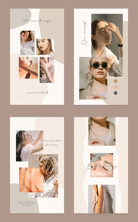 Instagram Story Templates. Size: 1080 x 1920 and 1500 x 1500 Instagram Lookbook Layout, Instagram Fashion Layout, Photo Layout Design Templates, Layout Design Instagram Stories, Instagram Story Layout Template, Fashion Website Layout, Layout Story Instagram, Lookbook Layout Design, Layout Design Instagram