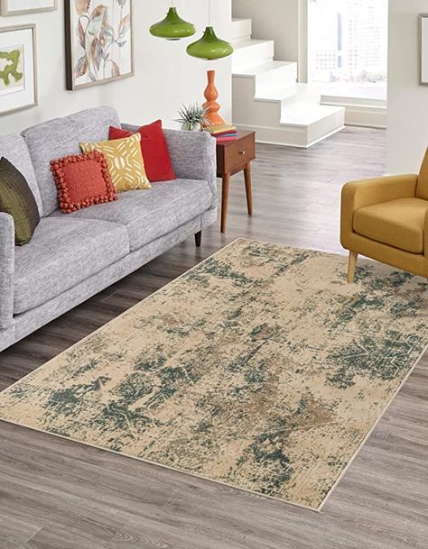 Amazon.com: Unique Loom Tuareg Collection Vintage Distressed Traditional Area Rug, 9 x 12 ft, Beige/Green : Everything Else Abstract Motif, Rugs Uk, Green Colour Palette, Bed In Living Room, Clearance Rugs, Dining Room Office, Vintage Persian Rug, Unique Loom, Traditional Area Rugs