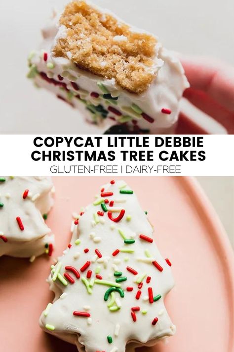 Copycat Little Debbie Christmas Tree Cakes (gluten & dairy free) - Unbound Wellness Allergy Free Christmas Treats, Gluten Free Christmas Tree Cakes, Gluten Free Dairy Free Sugar Free Christmas Desserts, Christmas Desserts Dairy Free, Gluten And Dairy Free Recipes Desserts, Gluten Free Christmas Snacks, Little Debbies Christmas Tree, Gluten Free Christmas Candy, Dairy Free Gluten Free Snacks