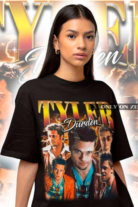 Step into the world of "Fight Club" with the Tyler Durden Retro Collection. Merging the iconic essence of Brad Pitt's unforgettable role with classic fashion, this line offers a range of Tyler Durden inspired tees, sweaters, and hoodies. Perfect for fans of the film or those who simply appreciate an edgy, vintage aesthetic, each piece echoes the rebellious spirit and raw energy of Tyler Durden. Leonardo Dicaprio Casual, Pop Culture Tshirts, Tyler Durden, Retro Collection, Retro Shirts, Classic Fashion, Leonardo Dicaprio, Brad Pitt, Vintage Aesthetic