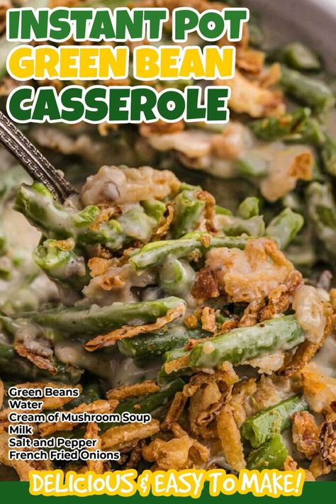 Instant Pot Green Bean Casserole is a staple side dish we serve for Christmas dinner. It is flavorful, delicious and made with simple ingredients. Impress your family this holiday and make their favorite side in the instant pot. #christmasonadime #instantpotgreenbeancasserole #greenbeancasserole Instant Pot Green Bean Casserole, Green Bean Casserole From Scratch, Freeze Beans, Homemade Green Bean Casserole, Greenbean Casserole Recipe, Freeze Greens, French Fried Onions, Frozen Green Beans, How To Cook Mushrooms