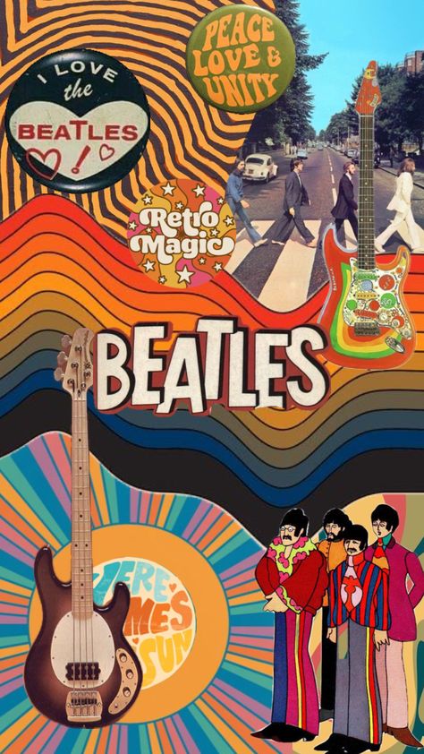 The Beatles #beatles #thebeatles #music #60s #60svibes #vintage #retro Beatles Wallpaper Iphone, 70s Aesthetic Wallpaper, Beatles Painting, Beatles Collage, 60s Wallpaper, Beatles Wallpaper, Beatles Graphic, Hippie Music, Beatles Poster