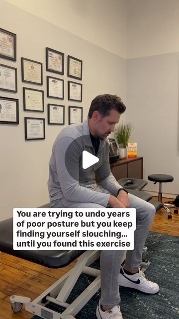 Dr. Patrick Malartsik  |  Pain & Mobility Specialist on Instagram: "FOLLOW along to fix your stubborn posture 👌🏼 

✅ The slouch-over correct is a good exercise to do while sitting at your desk. You want to get in a slouch position for second or two and then transition directly into an over corrected position and hold for a few seconds.

✅ Perform this a few times per day and then transition into more complex scapular exercises for your posture.

✅ Doing this exercise will have a profound effect on your life if you’re willing to take the challenge. The more often you do it, the more you’ll see it’s impact

🔷 Book in person @eliteperformancechiro

🔷 Fueled by Fullscript supplements. Link in bio @chicagobackdoc . Sign up for 15% off all orders.

🔷 Quarter zip from @stateandliberty menswe Scapular Exercises, Poor Posture, Fix You, The Challenge, Quarter Zip, Link In Bio, Do It, Hold On, Sign Up