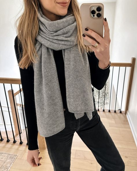 Gray Scarf Outfit, Cashmere Scarf Outfit, Nordstrom Pajamas, Jackson Instagram, Chanel Ring, Tie A Scarf, Scarf Tutorial, Scarf Outfit, Amy Jackson