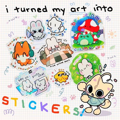 my sillies are stickers now??? im dropping them on sunday!!!! theyre all v cool but the holographic ones are the best and also the glitter one. which one is ur fave? i like them all but thats just cause i have like rly good taste >:o) put em on your water bottle that youre supposed to have!!! you stinky stinko . . #silly #doodle #kidcore #stickers #chibi #mspaint Art Types Ideas, Chibi Sticker Base, Oc Stickers, Cute Chibi Stickers, Chibi Doodles, Kidcore Oc, Home Made Stickers, Aesthetics Stickers, Kidcore Stickers