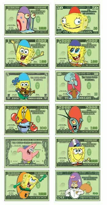 Spongebob Money, Printable Spongebob, Spongebob Crafts, Birthday Spongebob, Bob Sponge, Spongebob Birthday Party, Spongebob Party, Spongebob Square, Spongebob Birthday