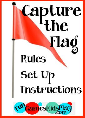 How to play the game of Capture the Flag - Rules, set up and instructions for the fun group game.    More outdoor games for kids at fungameskidsplay.com Schoolers Activities, Nerf Games, Group Games For Kids, Summer Camp Games, Flag Game, Fun Group Games, Outside Games, Nerf Party, Fun Outdoor Games