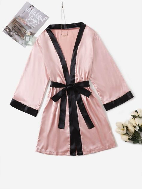 Satin Night Robe, Cute Nightwear, Satin Dressing Gown, Pijamas Women, Korean Blouse, Lounge Robes, Silk Nightgown, 2000s Outfits, Women's Robe