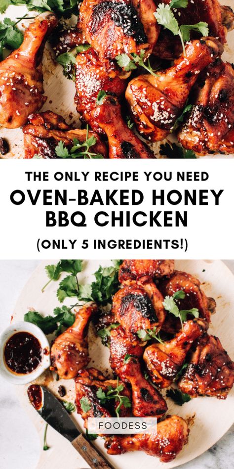 Truly the best oven-baked BBQ chicken drumsticks and legs recipe, perfect for an easy weeknight dinner with a sticky homemade honey BBQ sauce. Only one dish dirtied and 5 ingredients (including chicken!) required. Chicken Drumettes Recipes, Chicken Leg Dinner, Drumstick Chicken Recipes Oven, Chicken Leg Recipes Oven, Skinnytaste Chicken, Chicken Drumstick Recipes Oven, Homemade Honey Bbq Sauce, Baked Bbq Chicken Legs, Drumstick Recipes Oven