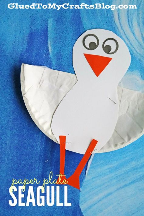 Seagull Craft, Beach Theme Preschool, Beach Crafts For Kids, Ocean Animal Crafts, June Crafts, Beach Themed Crafts, Paper Plate Crafts For Kids, Toddler Beach, Summer Crafts For Kids