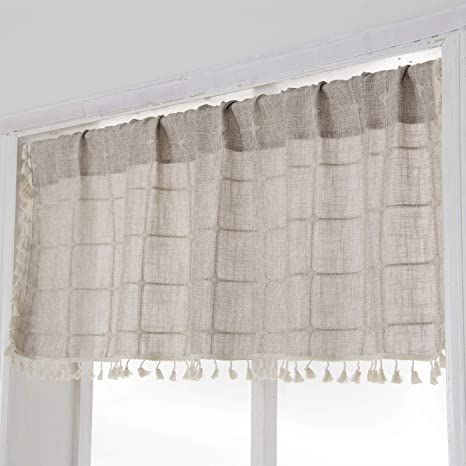 Amazon.com: YoKii Boho Tassel Valances for Windows Modern Farmhouse Cotton Linen Valance Kitchen Curtains Topper Country Gingham Window Treatments Tier Curtain for Bathroom Bedroom Decors (W52 x L18, Tan) : Home & Kitchen Windows Modern Farmhouse, Boho Kitchen Curtains, Farmhouse Valances, Boho Valances, Gray Valance, Linen Valance, Valances For Windows, Windows Modern, Linen Valances