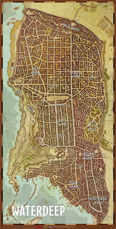 Waterdeep Dragon Heist, Dungeons And Dragons Races, Fantasy City Map, Map Layout, Dnd World Map, Fantasy World Map, Tabletop Rpg Maps, Dnd Dragons, Dragon City