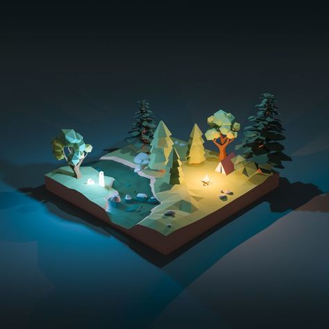 Forest Diorama, Art Diorama, Poly Art, Isometric Art, Landscape Concept, Low Poly Art, Low Poly 3d, Environment Concept Art, Blender 3d