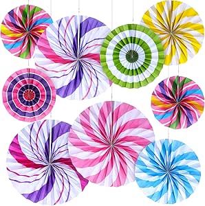 Outus 27 Pcs Candyland Hanging Paper Fans Decorations Candy Party Classroom Decoration Colorful Peppermint Candy Paper Fan Ceiling Wall Garland for Candyland Themed Birthday Halloween Party Supplies Wall Garland, Candy Paper, Lollipop Party, Paper Fan Decorations, Paper Fan, Fan Decoration, Candyland Party, Hanging Flower Wall, Halloween Party Supplies