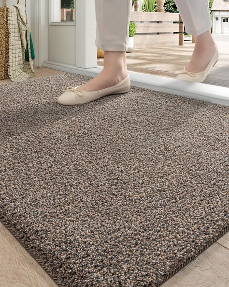 PRICES MAY VARY. Long-Lasting Indoor Doormat: This is a great indoor door mats for entryway option with a rubber backing and polyester finish. The high-quality texture allows the front entryway rug still be in good condition after extensive use. Trap Dirt & Moisture: The absorbent door mat indoor features polyester fibers, it can effectively absorb water and catch dirt trips from your shoes. The inside front door mat is the perfect entry rugs for inside house, will help keep your home clean and Mudroom Rugs Durable, Outside Door Mats Front Porches, Entry Way Rugs Ideas, Indoor Rugs Front Doors, Entrance Way Ideas Front Entry, Foyer Rugs Entryway Front Entry, Entrance Rug Ideas, Front Door Rugs Indoor, Front Door Mat Indoor