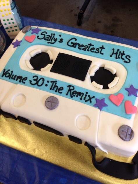 80s Birthday Cake For Women, 80s Cake Birthdays, Retro Cake 80's, 80’s Cake, 80s Themed Cake, 80s Birthday Cake, 1980s Cake, 80s Cassette, 40th Birthday Themes