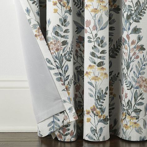 Linden Street Bayshore Print Energy Saving 100% Blackout Grommet Top Single Curtain Panel, Color: Multi Floral Blue - JCPenney Pattern Curtains Living Room, Farmhouse Curtains Living Room, Cottage Curtains, Blackout Curtains Bedroom, Dining Room Curtains, Farmhouse Curtains, Home Curtains, Printed Curtains, Diy Curtains