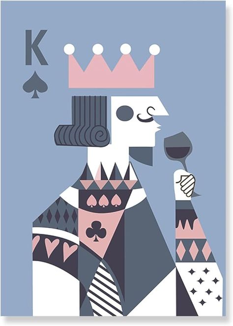 Drinking Canvas Painting, Poker Art Illustration, Poker Poster Design, King Card Illustration, Poker Illustration, Poker Artwork, Poker Card Design, Poker Painting, Diwali Invite