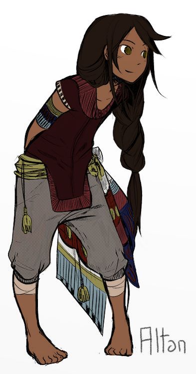 Young Alahir  (Colored version of lineart by: https://thetaleofthetwobrothers.tumblr.com/post/116488845729/introducing-the-main-saemians-saemains) Trapper Character Design, Nomad Character Design, Desert Character Design, Tribe Warrior, Fantasy Oc, Bengali Art, Racing Art, Fashionista Art, Art Folder