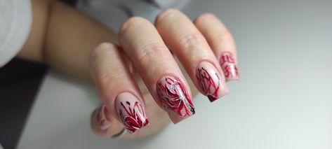 Red Spider Lily Nail Art, Spider Lily Nail Art, Red Spider Nails, Spider Lily Nails, Lily Nails, Nails Styles, Red Spider Lily, Spider Lily, Red Spider