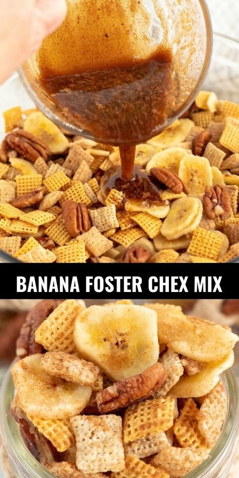 Fall Snack Mix Recipes, Gluten Free Snack Mix, Chex Snack Mix, Banana Foster, Muddy Buddy, Snack Mixes, Chex Mix Recipes, Muddy Buddies, Bananas Foster