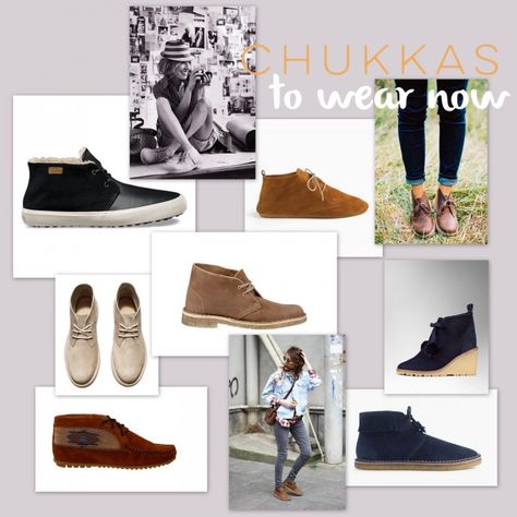 Shoe style: Chukkas and Desert Boots How To Wear Desert Boots Women, Brown Leather Desert Boots For Winter, Winter Suede Desert Boots With Leather Sole, Winter Suede Desert Boots With Rubber Sole, Clark’s Desert Boot Outfit, Desert Boots Outfit, Brown Desert Boots, Desert Boots Women, Chukka Boots Women